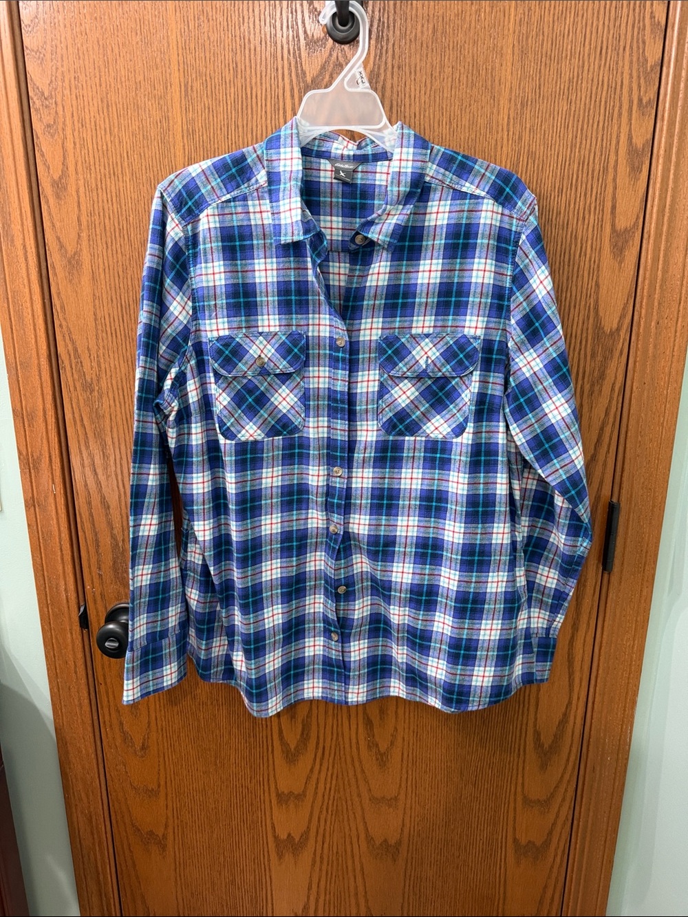 Eddie Bauer Blue Purple Plaid Button-Down Shirt